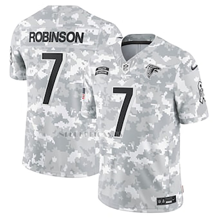 Camiseta NFL Limited Atlanta Falcons Bijan Robinson 2024 Salute To Service Gris